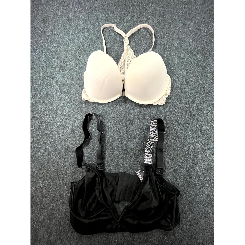 Victoria's Secret Gilly Hicks Push Up Bra Womens 32B/M Plunge Lace Padded Lot 2